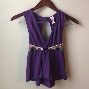 Free People Embroidered Sleeveless Top